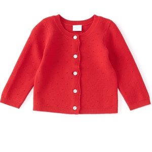 Edgehill Collection holiday Red Sweater cardigan Button 6 months